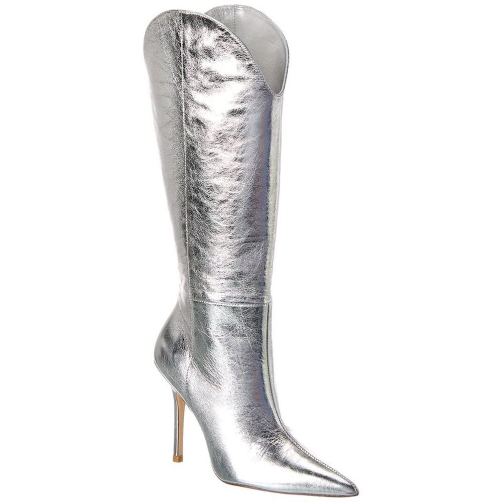 Stuart Weitzman Strt Outridr 100 Leather Boot, Silver - Picture 1 of 5